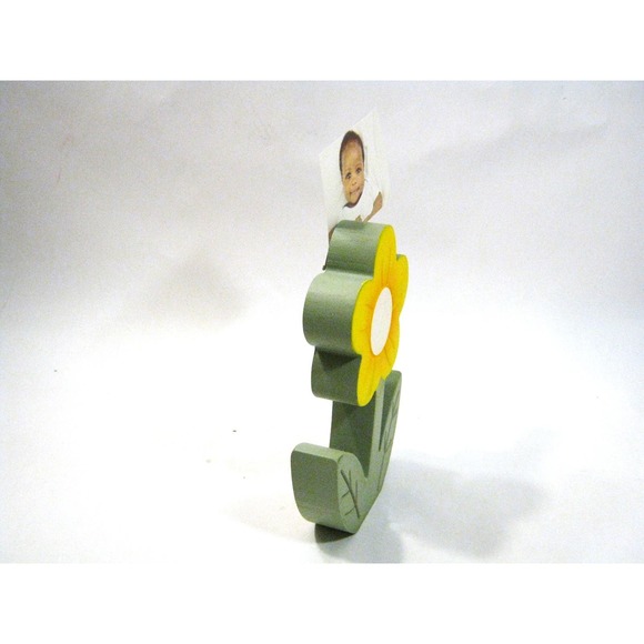 6.5 inch Yellow Flower Wood Flower Photo Note Holder Kids room Nursery Decor - Picture 3 of 7